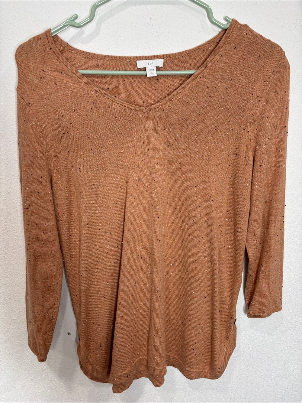 J. Jill Rust Speckled V-Neck Long-Sleeve Top